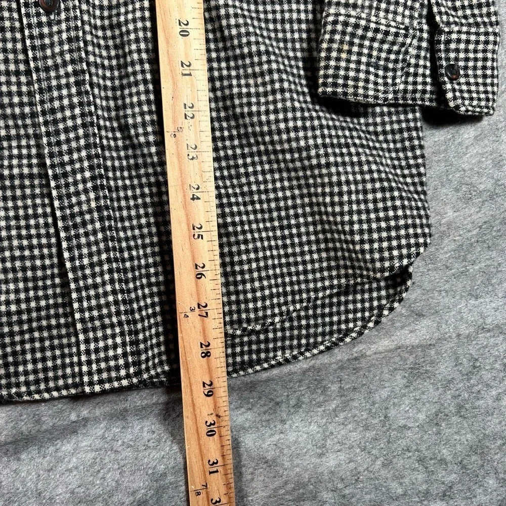 Vintage Woolrich Shirt Mens 16 Black White 1950s Checkered Long Sleeve Flannel